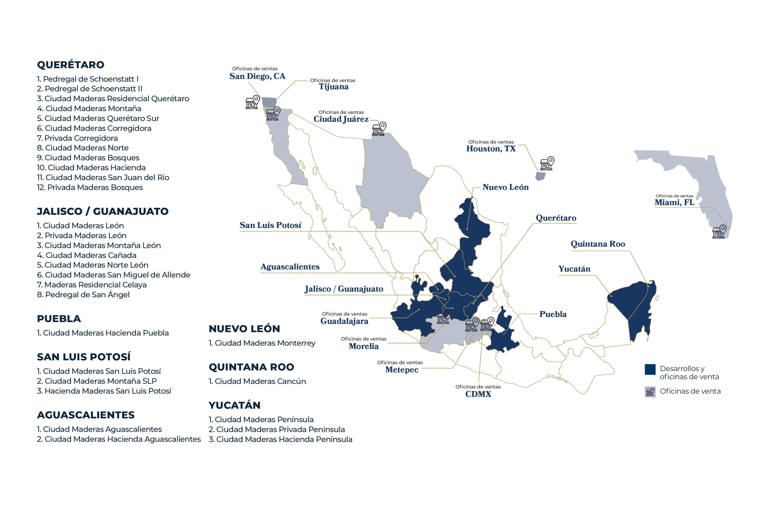 Mapa de Desarrollos Ciudad Maderas